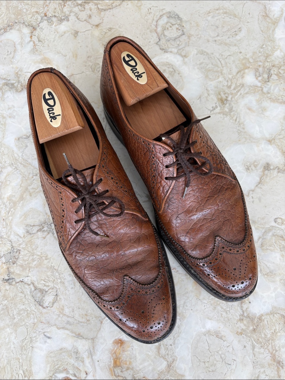Rare Vintage Dack’s 150th Anniversary Camel Leather Wingtip Brogues Dress Shoes